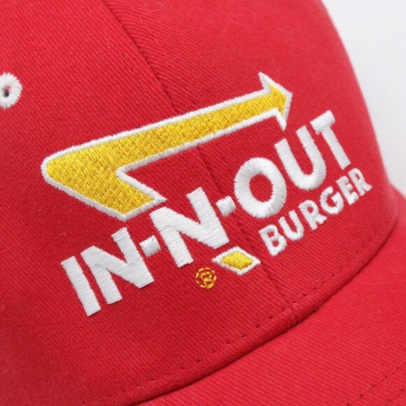 In N Out Burger Baseball Cap Red Embroidered Hat Adult Flex Fitted Large/XL - Picture 3 of 7